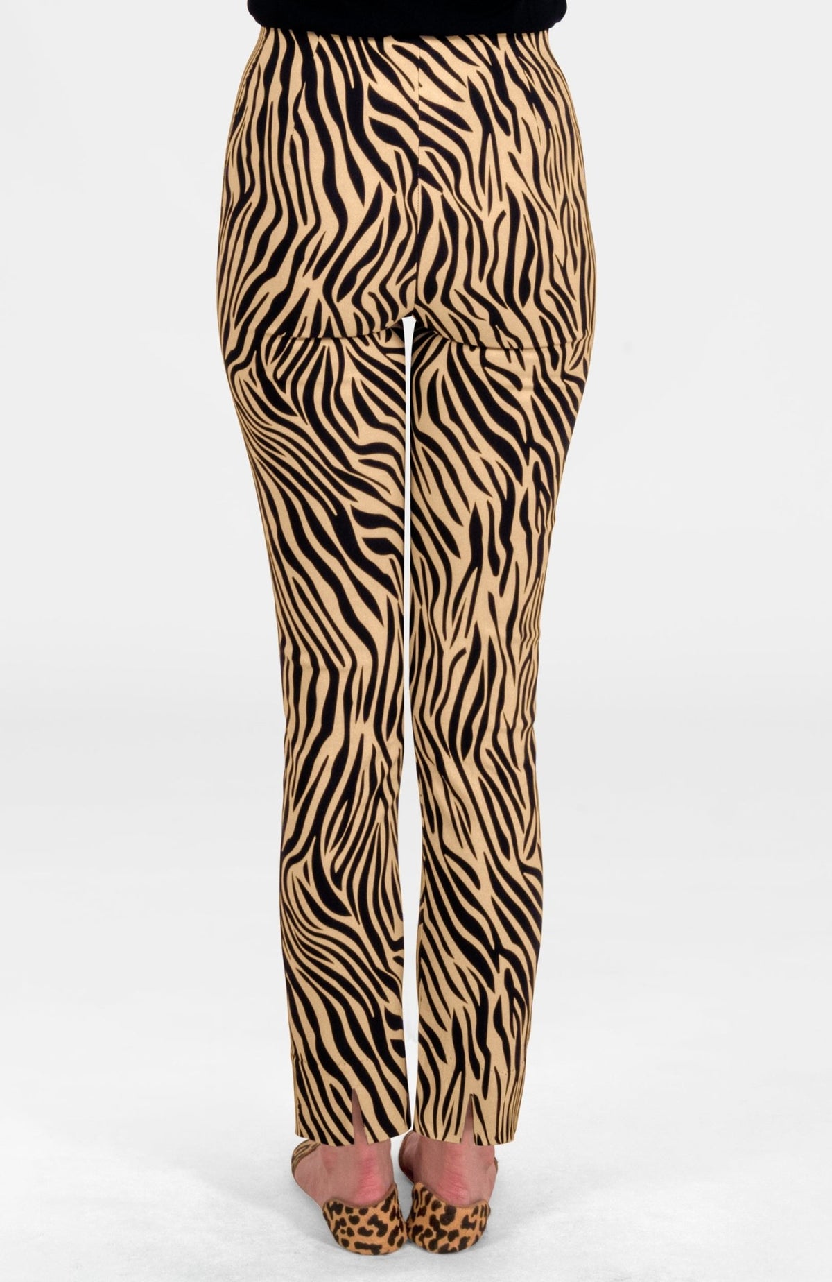 Gripeless Pull On Pants Zebra Khaki - Animal Instincts Zebra Khaki