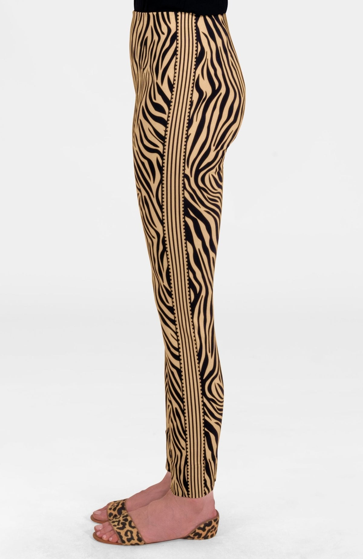 Gripeless Pull On Pants Zebra Khaki - Animal Instincts Zebra Khaki