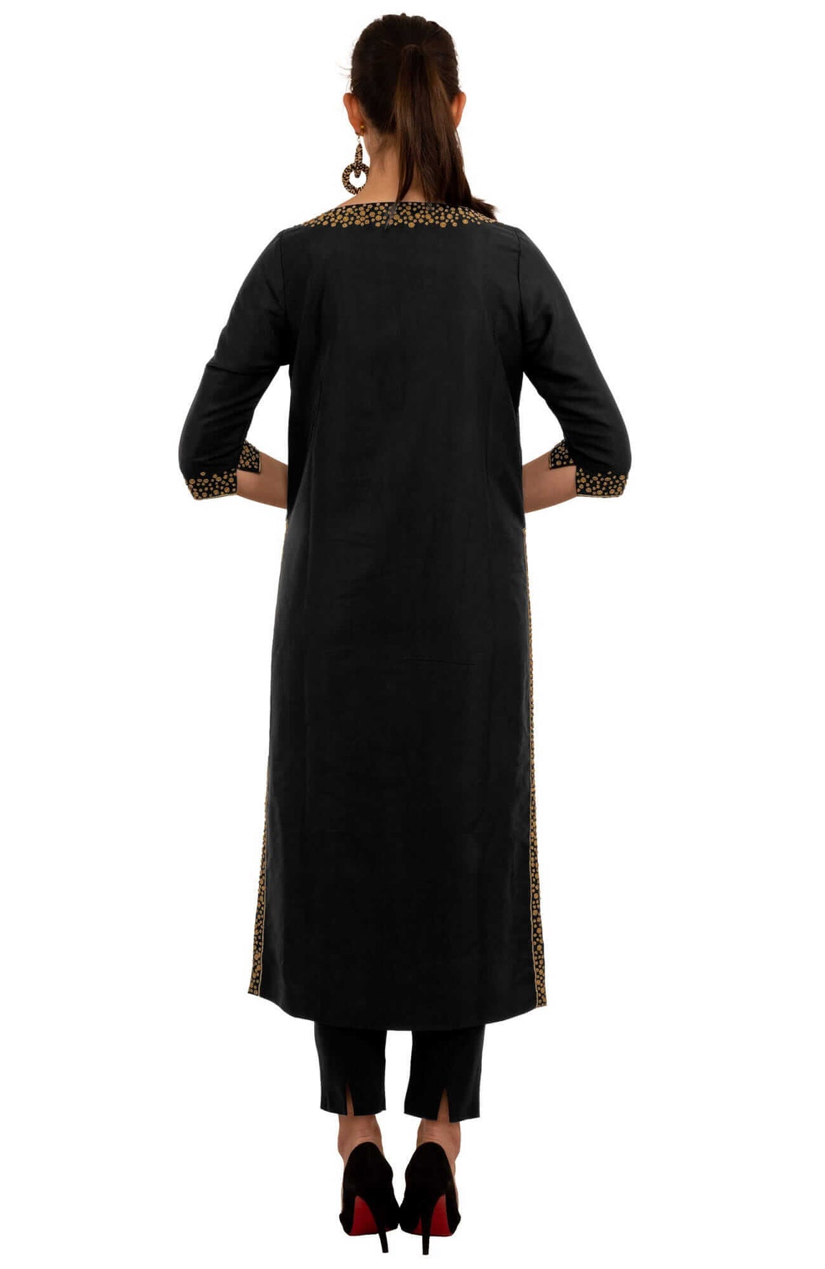 Hand Beaded Kurta - Simply Chic - Final Sale Black