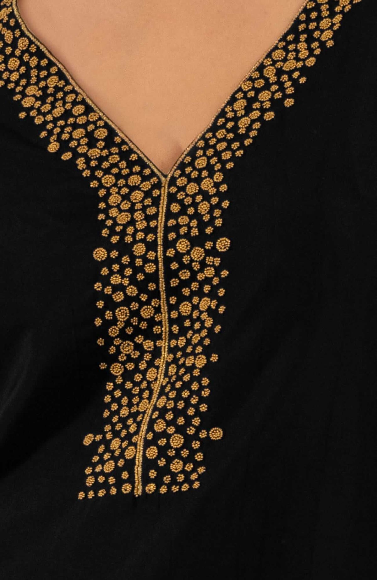 Hand Beaded Kurta - Simply Chic - Final Sale Black