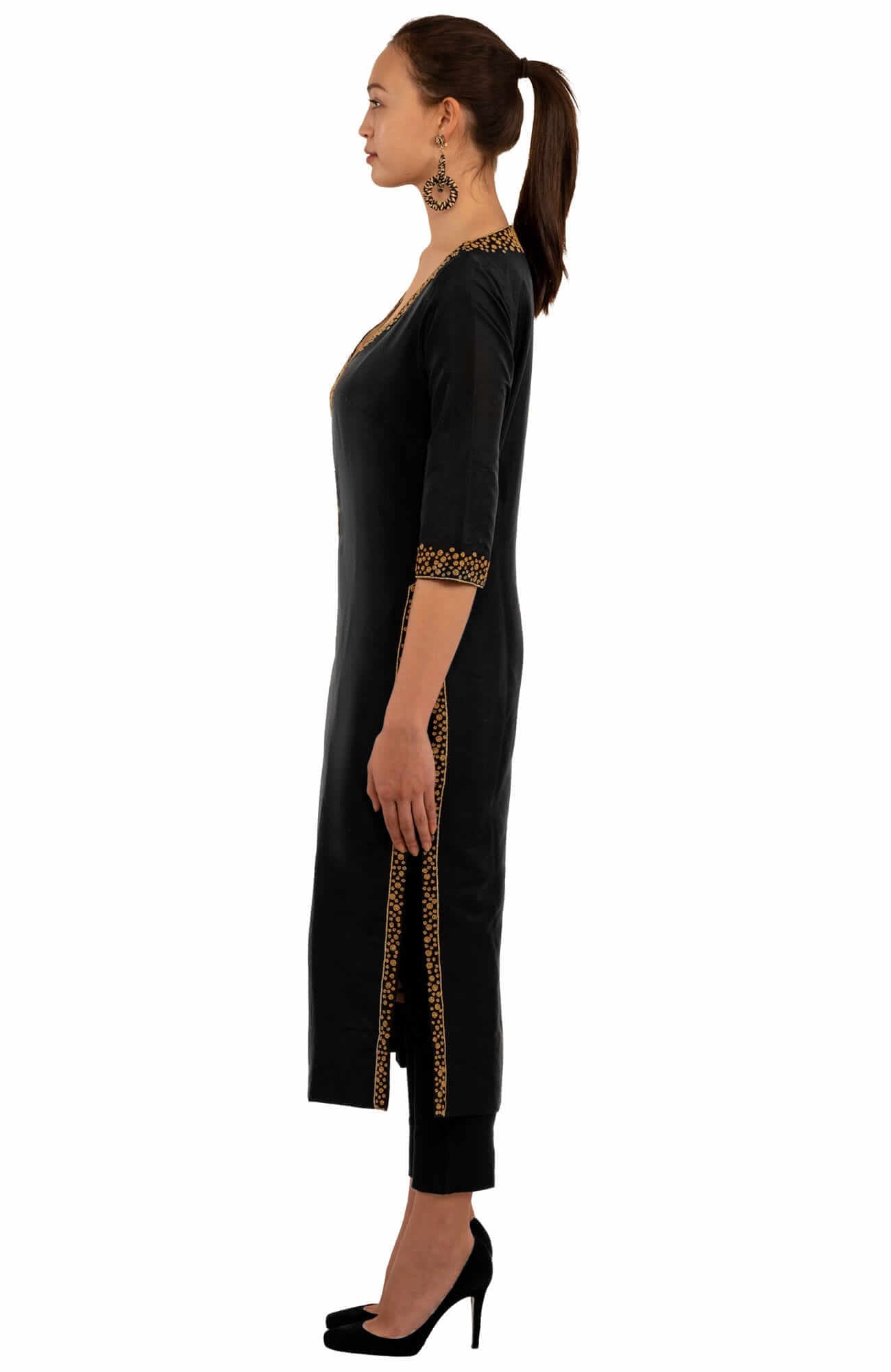Hand Beaded Kurta - Simply Chic - Final Sale Black