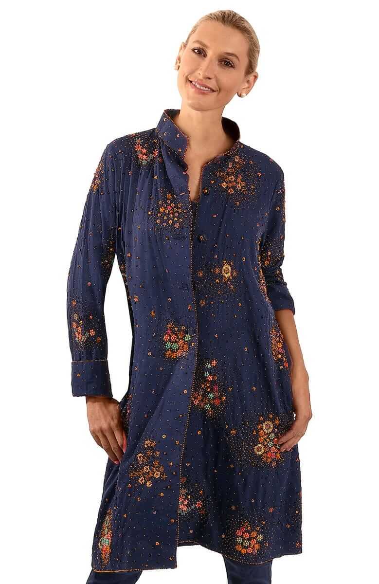 Hand Beaded/Embroidered Constellation Coat - La Di Da - Gretchen Scott Hand Beaded/Embroidered Constellation Coat - La Di Da - Gretchen Scott