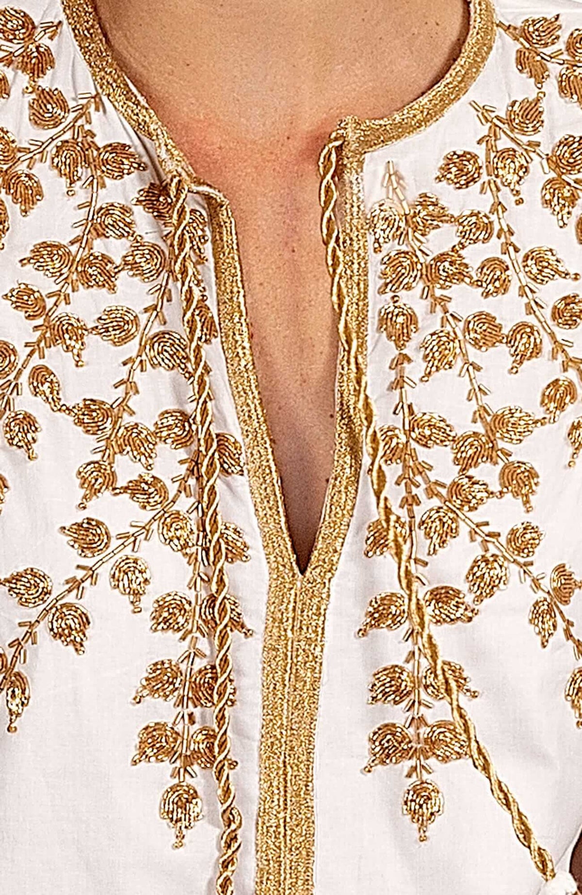 Hand Embroidered Cleopatra Tunic - La Di Da - Final Sale White Gold