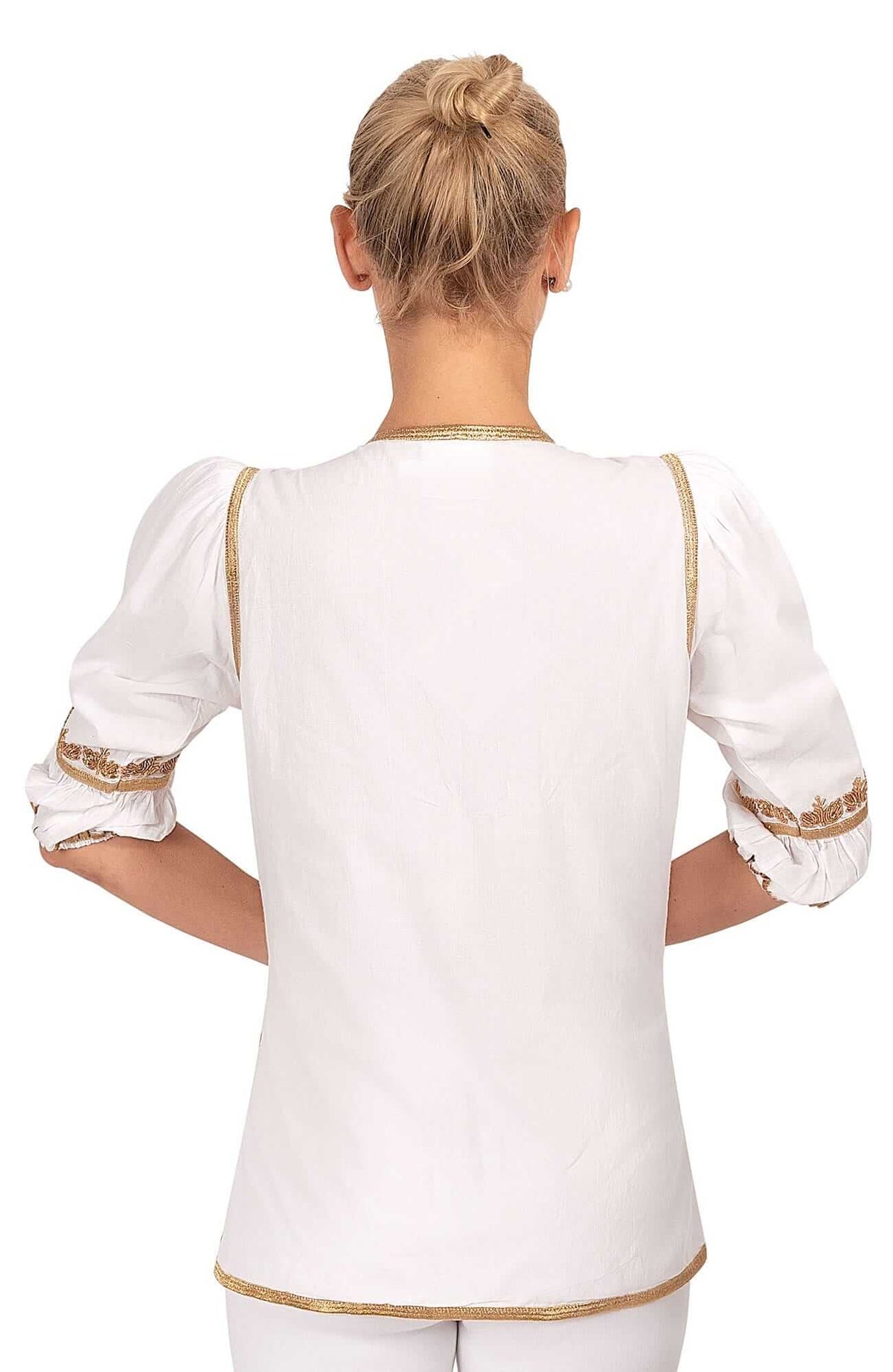 Hand Embroidered Cleopatra Tunic - La Di Da - Final Sale White Gold