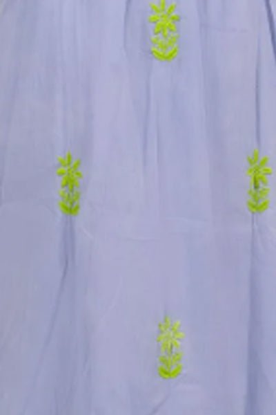 Hand Embroidered Midi Dress - Fiesta Time - Final Sale Periwinkle Lime