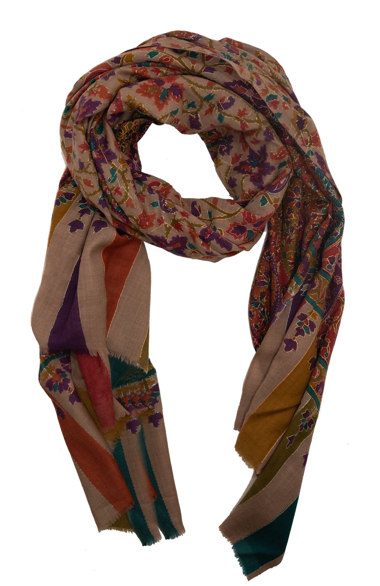 Hand Woven Cashmere Pashmina - Brown Multi