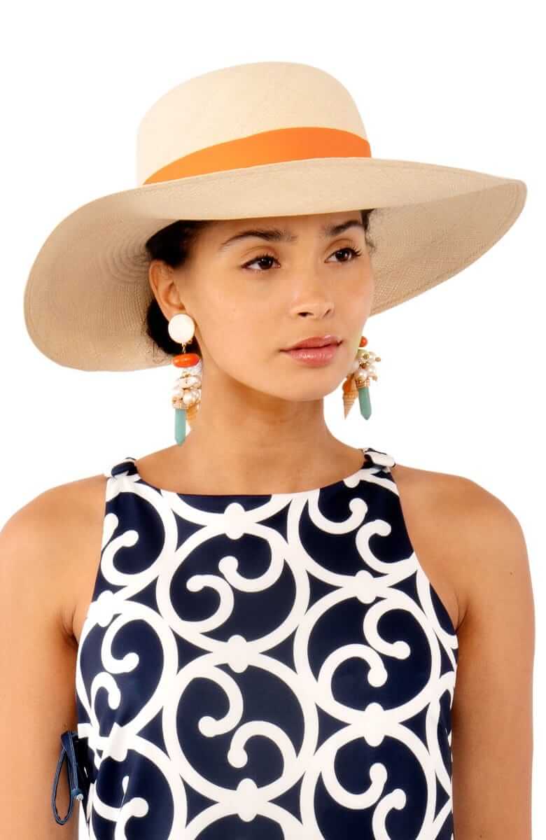 Hand Woven Panama Hat - Cannes Orange