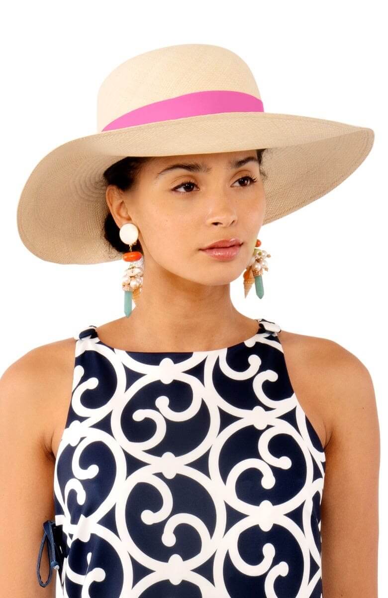 Hand Woven Panama Hat - Cannes Pink