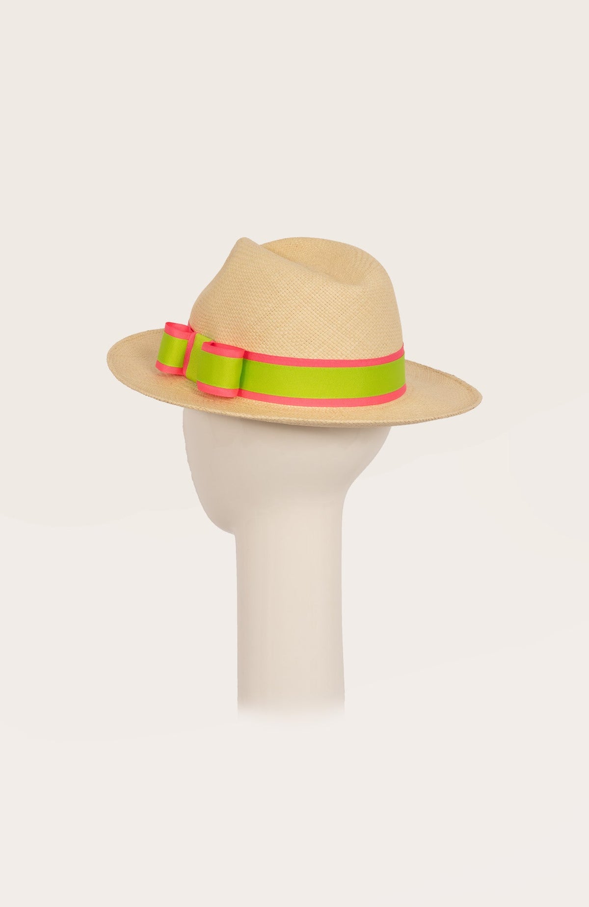 Hand Woven Panama Hat-Nice Pink Lime