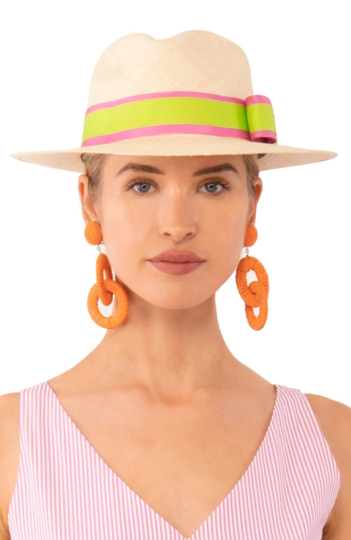 Hand Woven Panama Hat-Nice Pink Lime