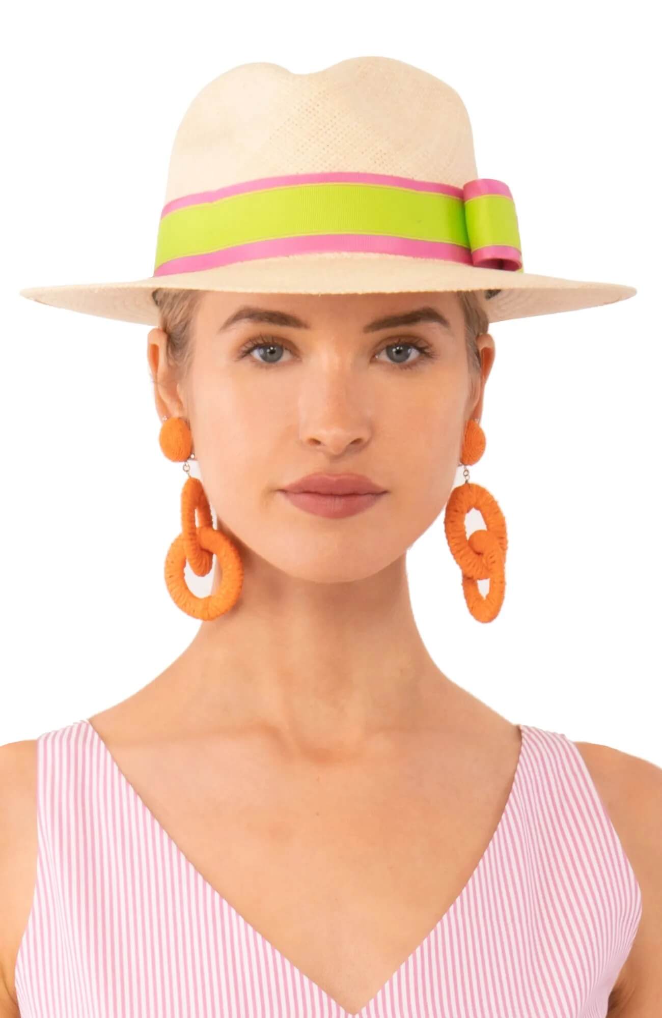 Hand Woven Panama Hat-Nice Pink Lime