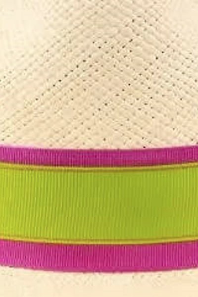 Hand Woven Panama Hat-Nice Pink Lime