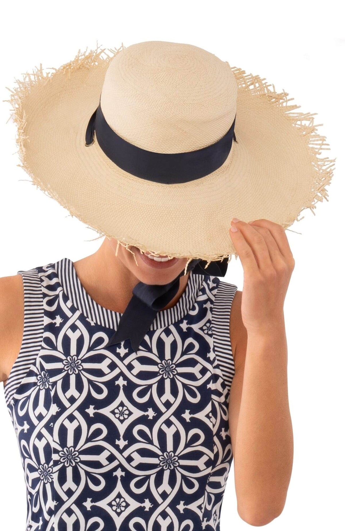 Hand Woven Panama Hat - Antibes Navy