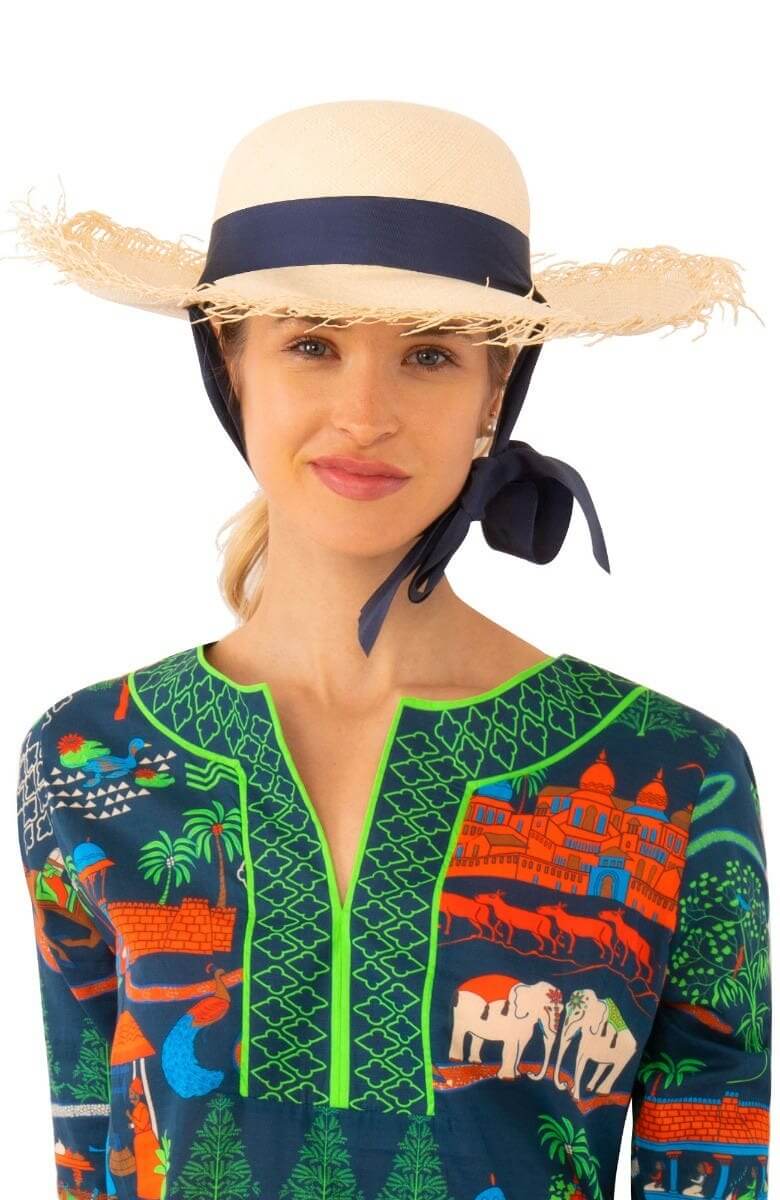 Hand Woven Panama Hat - Antibes Navy