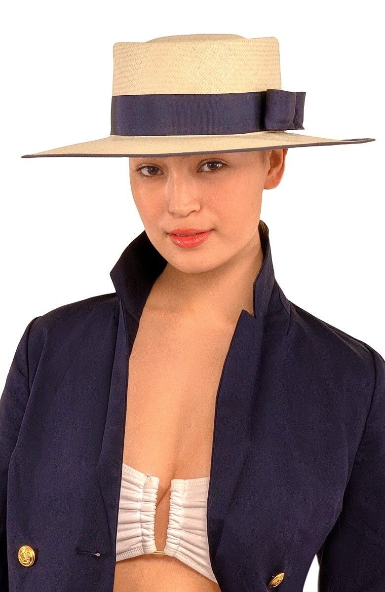 Hand Woven Panama Hat - Cap Ferrat Navy