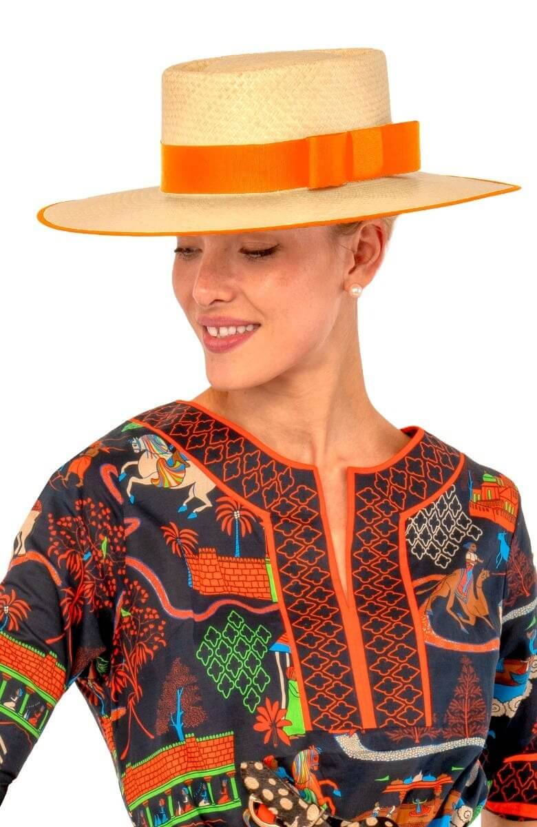 Hand Woven Panama Hat - Cap Ferrat Orange