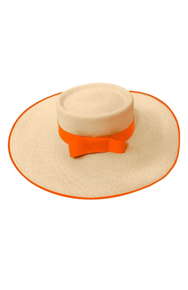 Hand Woven Panama Hat - Cap Ferrat Orange