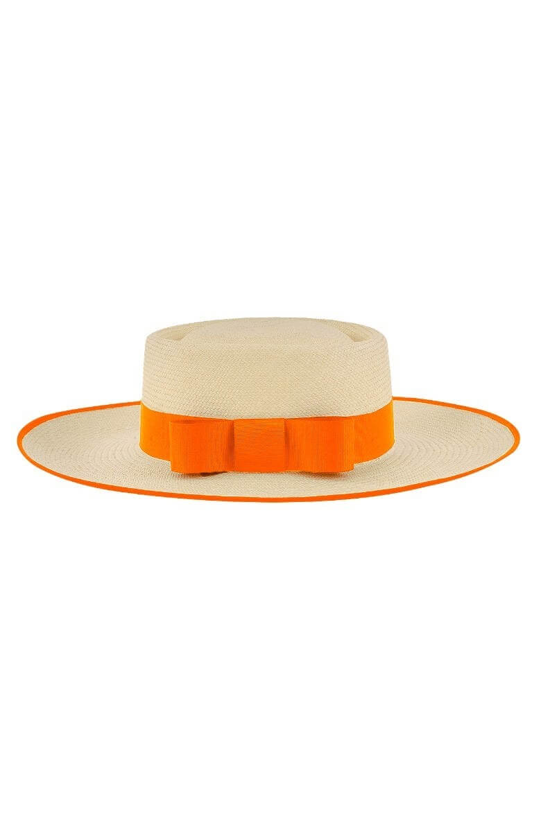 Hand Woven Panama Hat - Cap Ferrat Orange