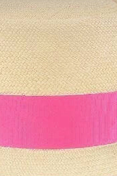 Hand Woven Panama Hat - Cap Ferrat pink