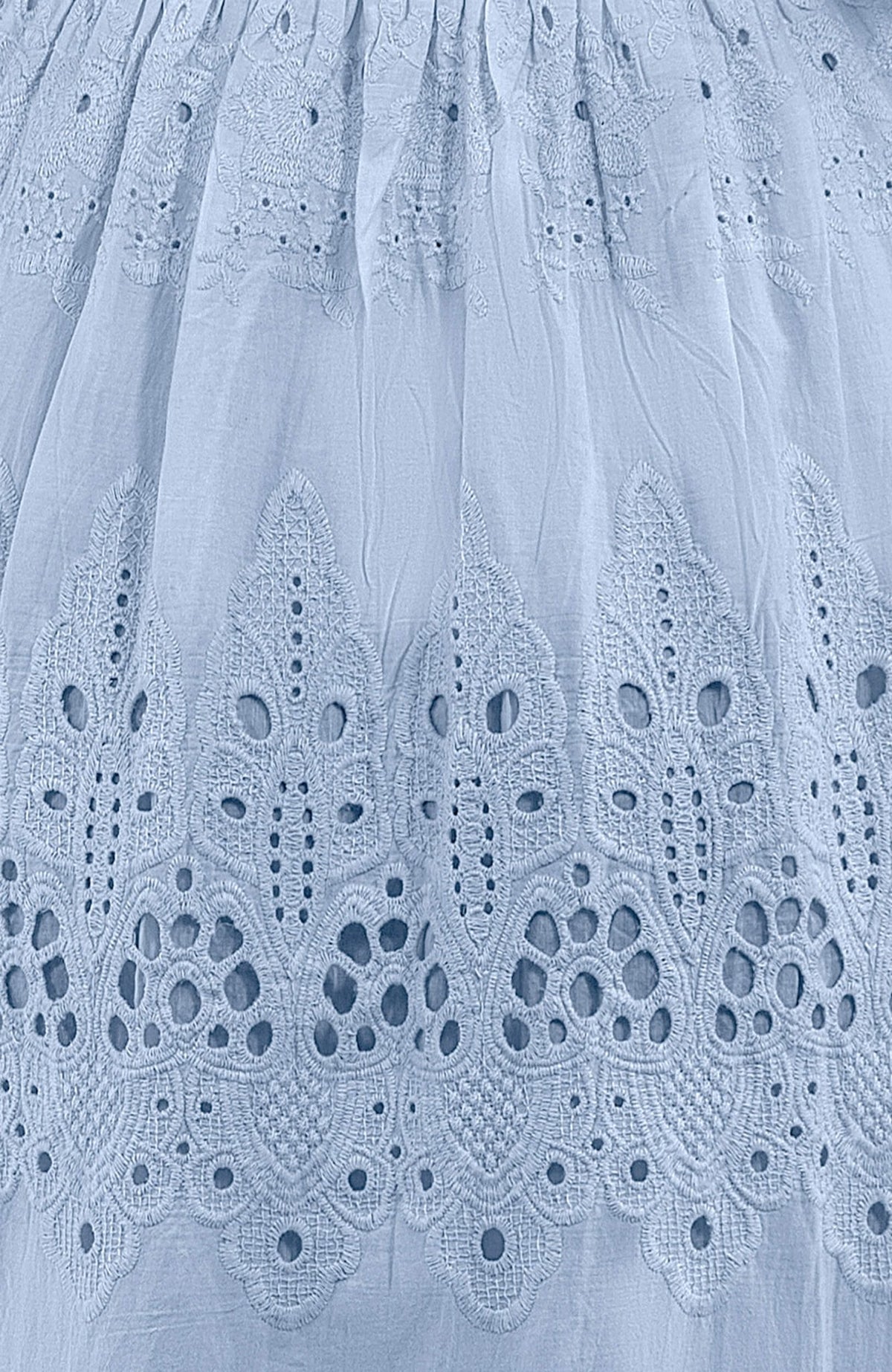 Heavily Embroidered Cotton Magnifico Midi/Maxi - La Di Da - Final Sale Periwinkle