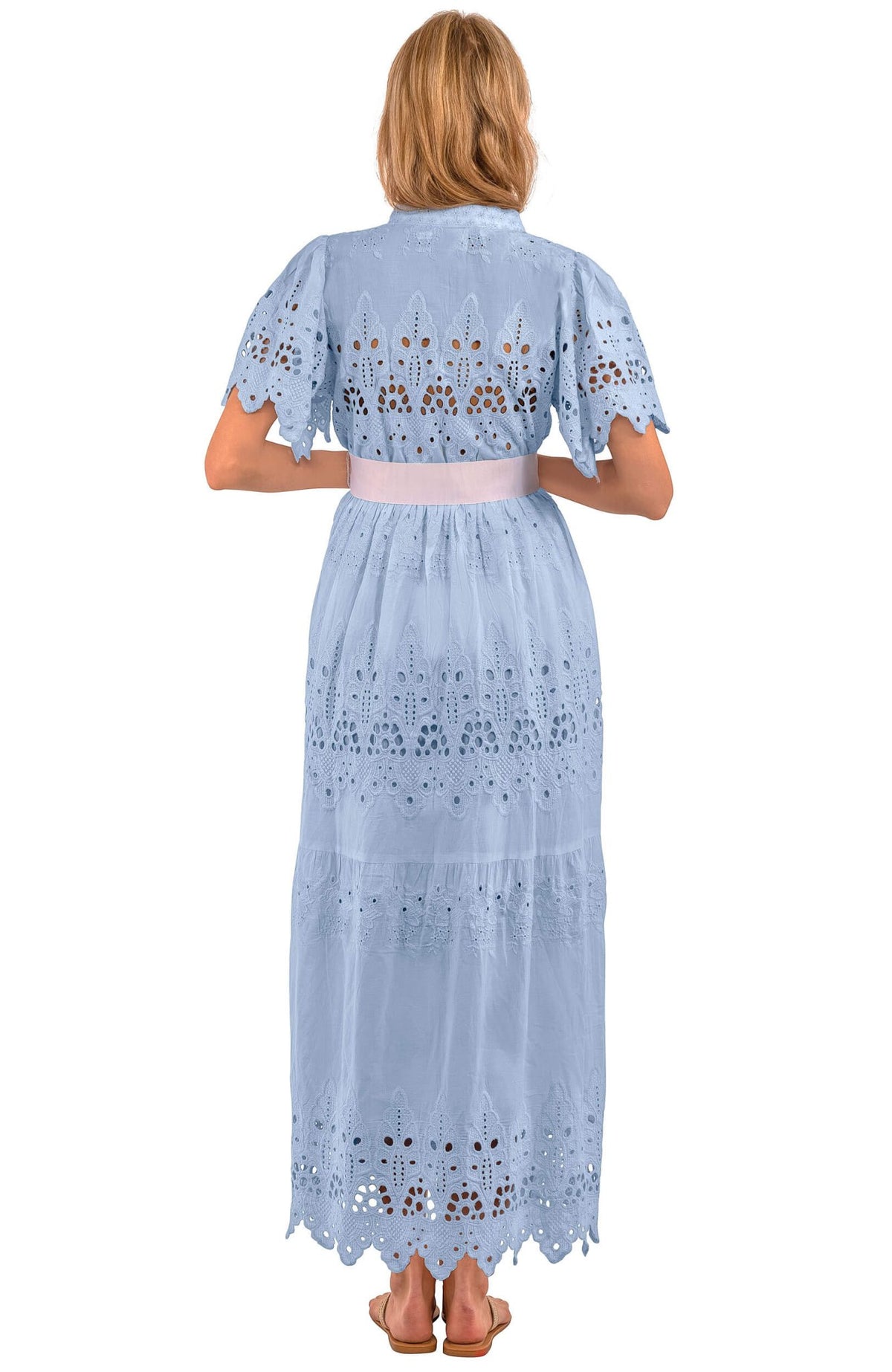 Heavily Embroidered Cotton Magnifico Midi/Maxi - La Di Da - Final Sale Periwinkle