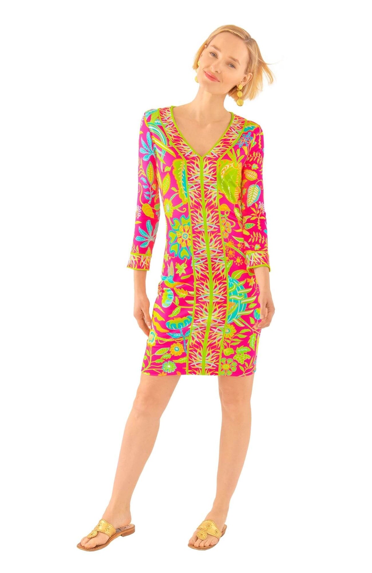 Jersey Bordertown Dress - Hummingbird Heaven - Final Sale Pink