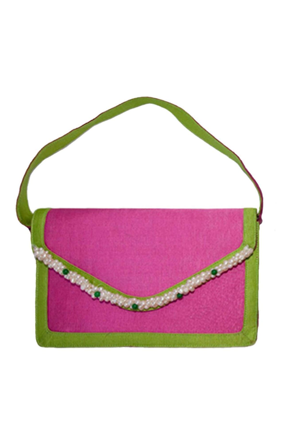 houlder Bag - Fresh Water Pearl Trimmed Black Khaki One Size