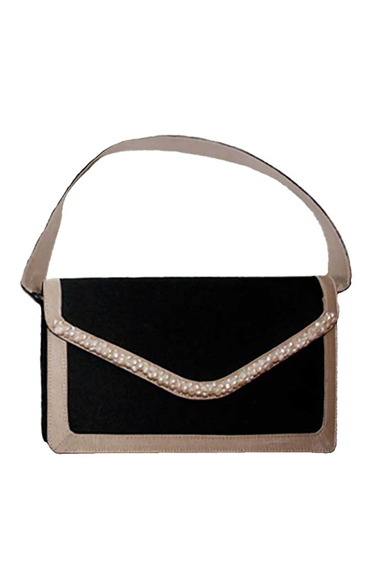 houlder Bag - Fresh Water Pearl Trimmed Black Khaki One Size