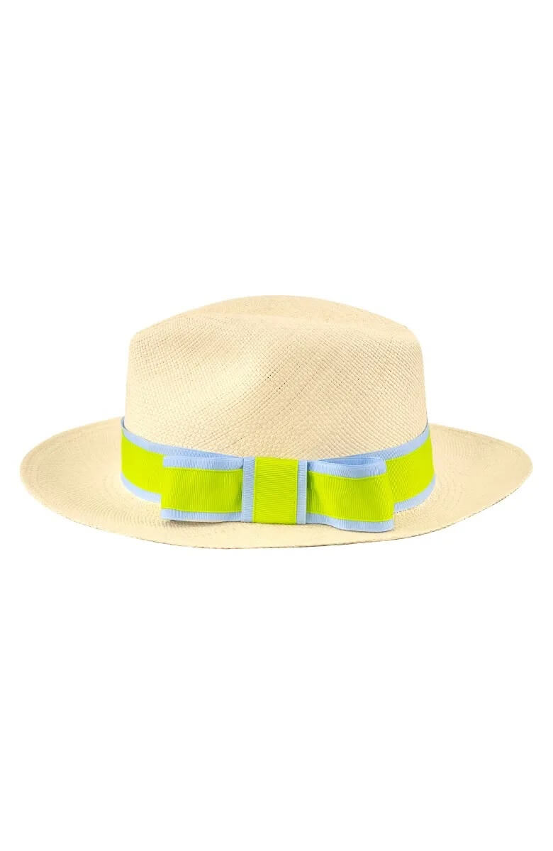 Hand Woven Panama Hat-Nice Periwinkle Lime