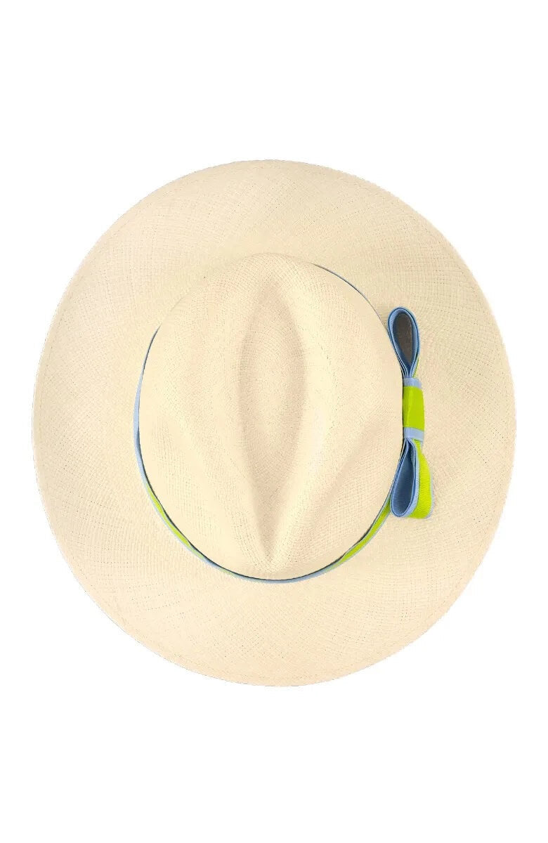 Hand Woven Panama Hat-Nice Periwinkle Lime