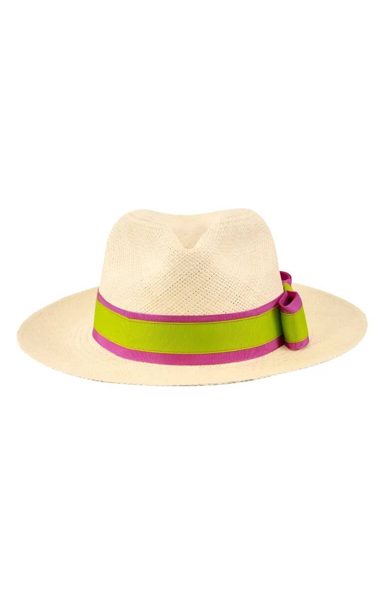 Hand Woven Panama Hat-Nice Pink Lime