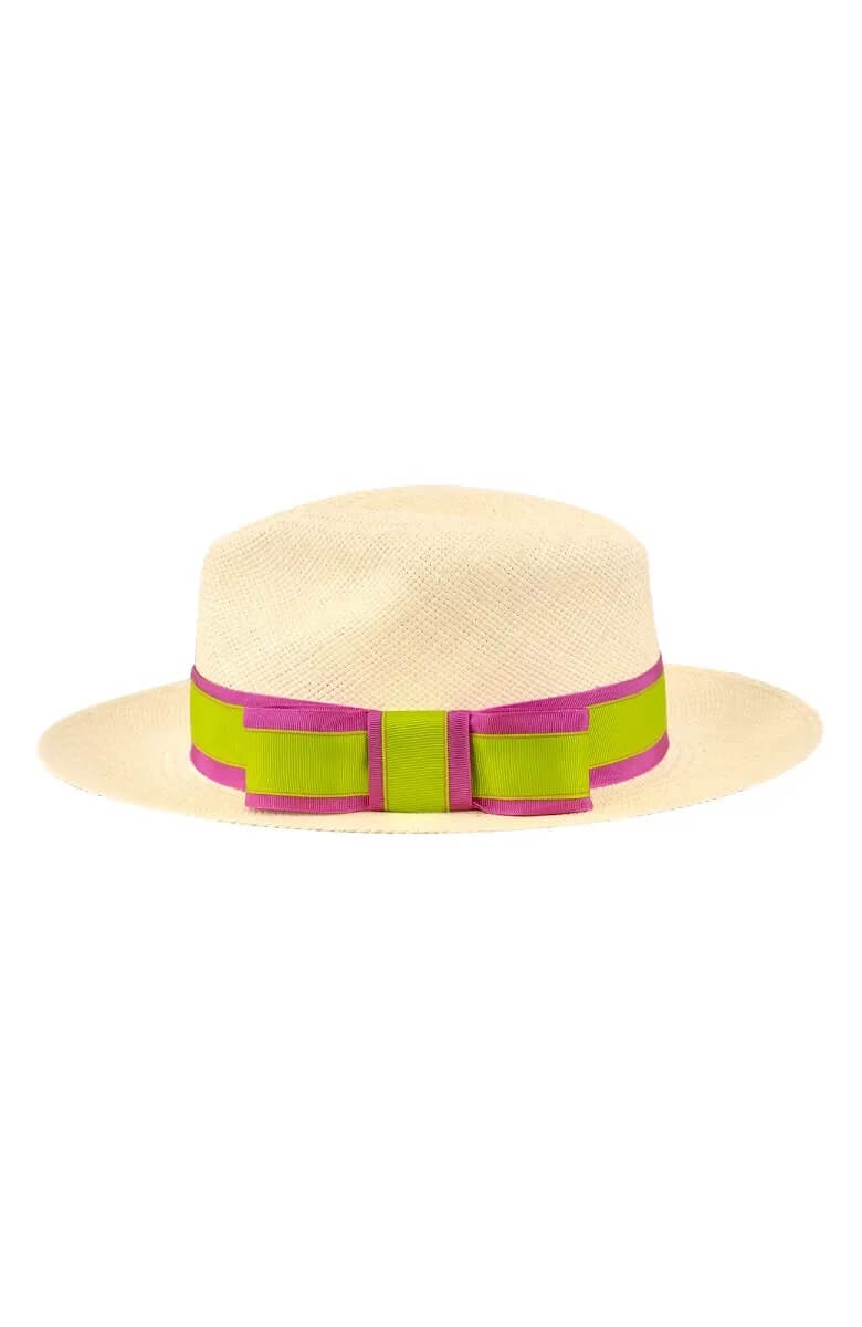 Hand Woven Panama Hat-Nice Pink Lime