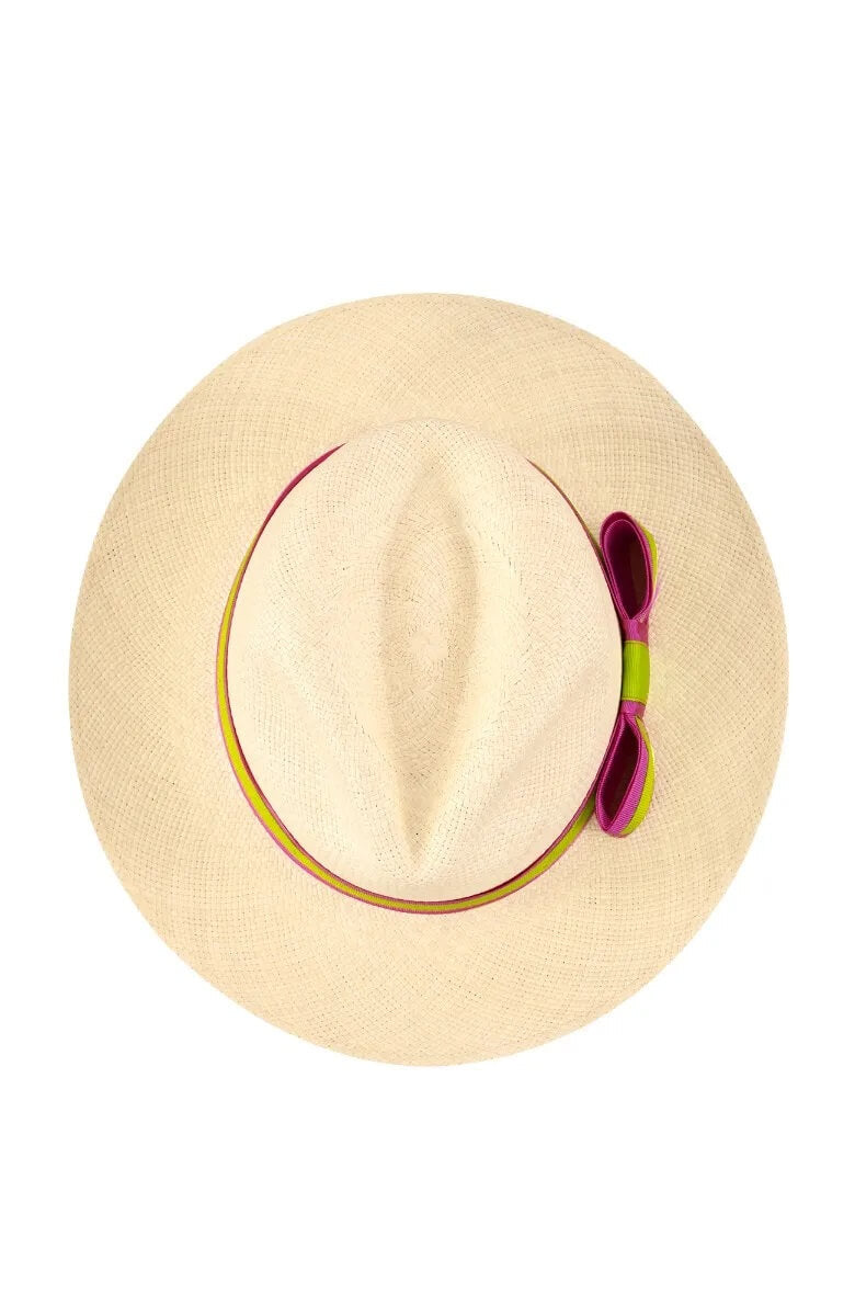 Hand Woven Panama Hat-Nice Pink Lime