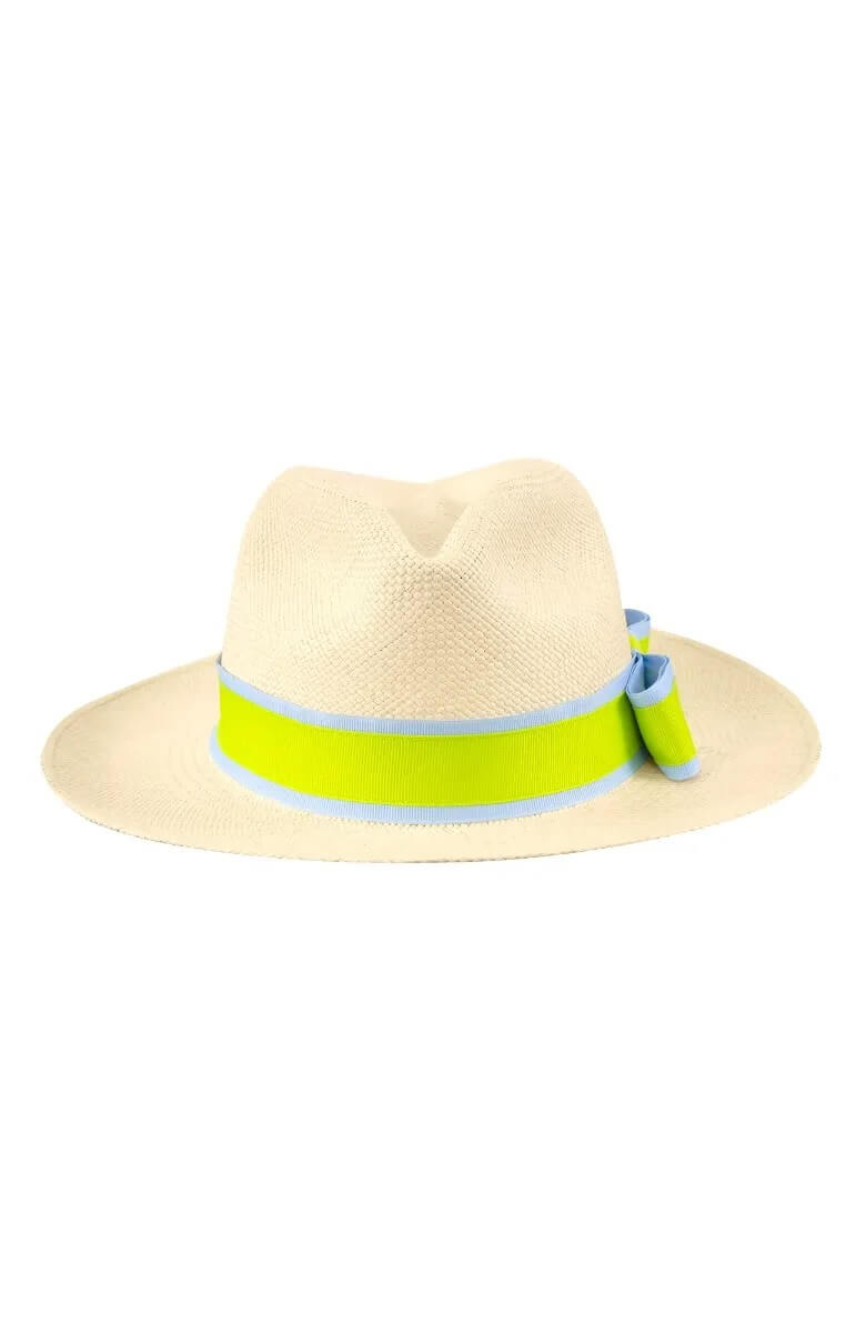 Hand Woven Panama Hat-Nice Periwinkle Lime