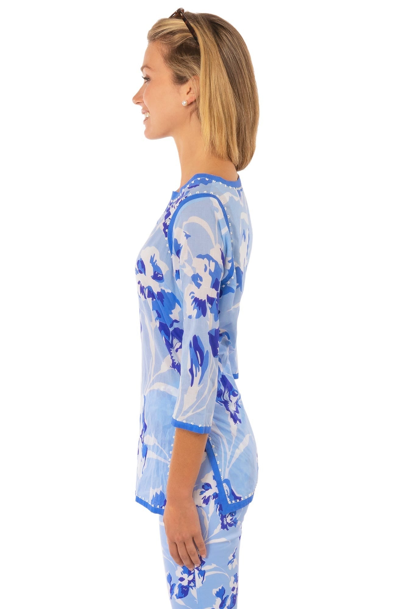 Cotton Embellished Tunic - Iconic Iris - Final Sale Blues