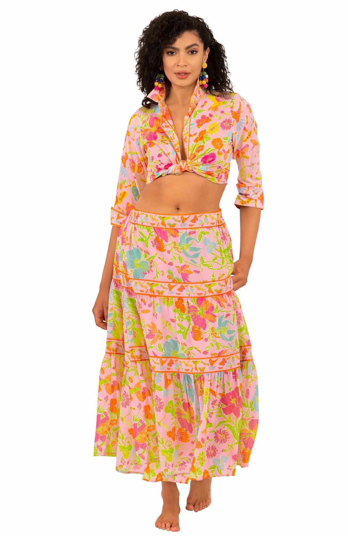 Impanema Long Skirt - Birds & Bees - Final Sale Pale Pink