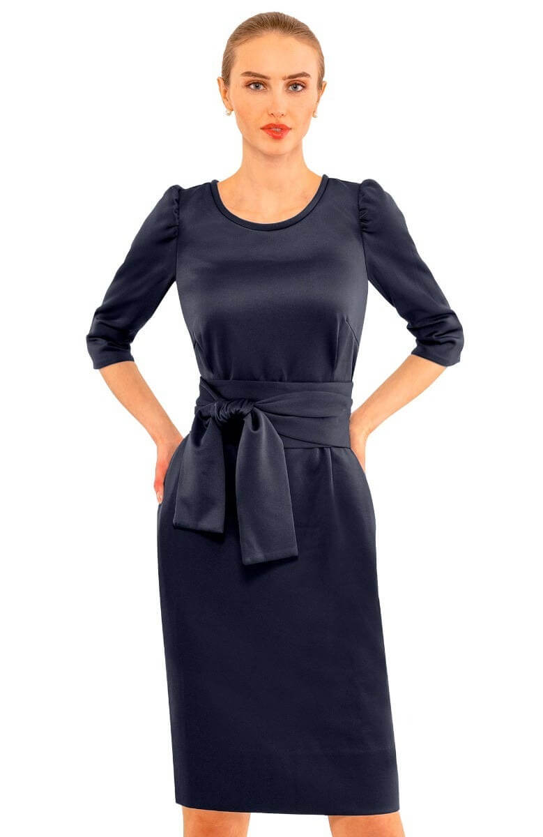 Expose Dress Solid Navy