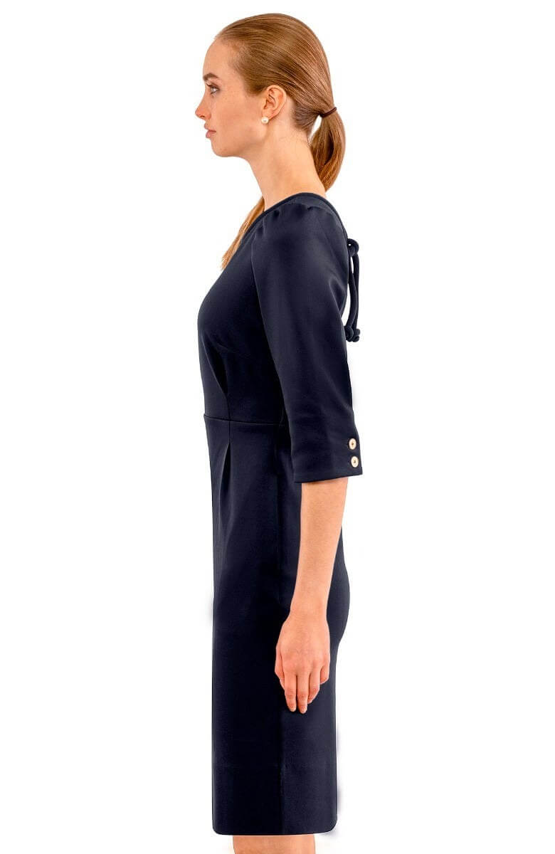 Expose Dress Solid Navy