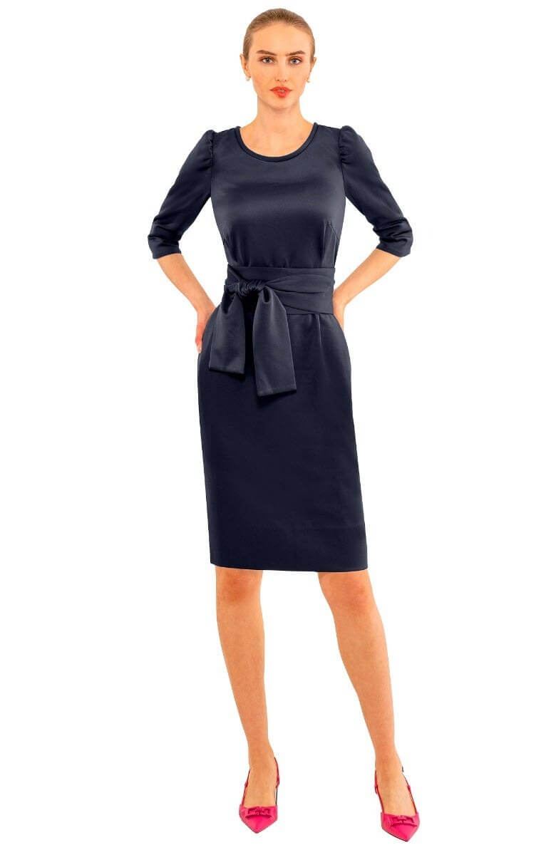 Expose Dress Solid Navy