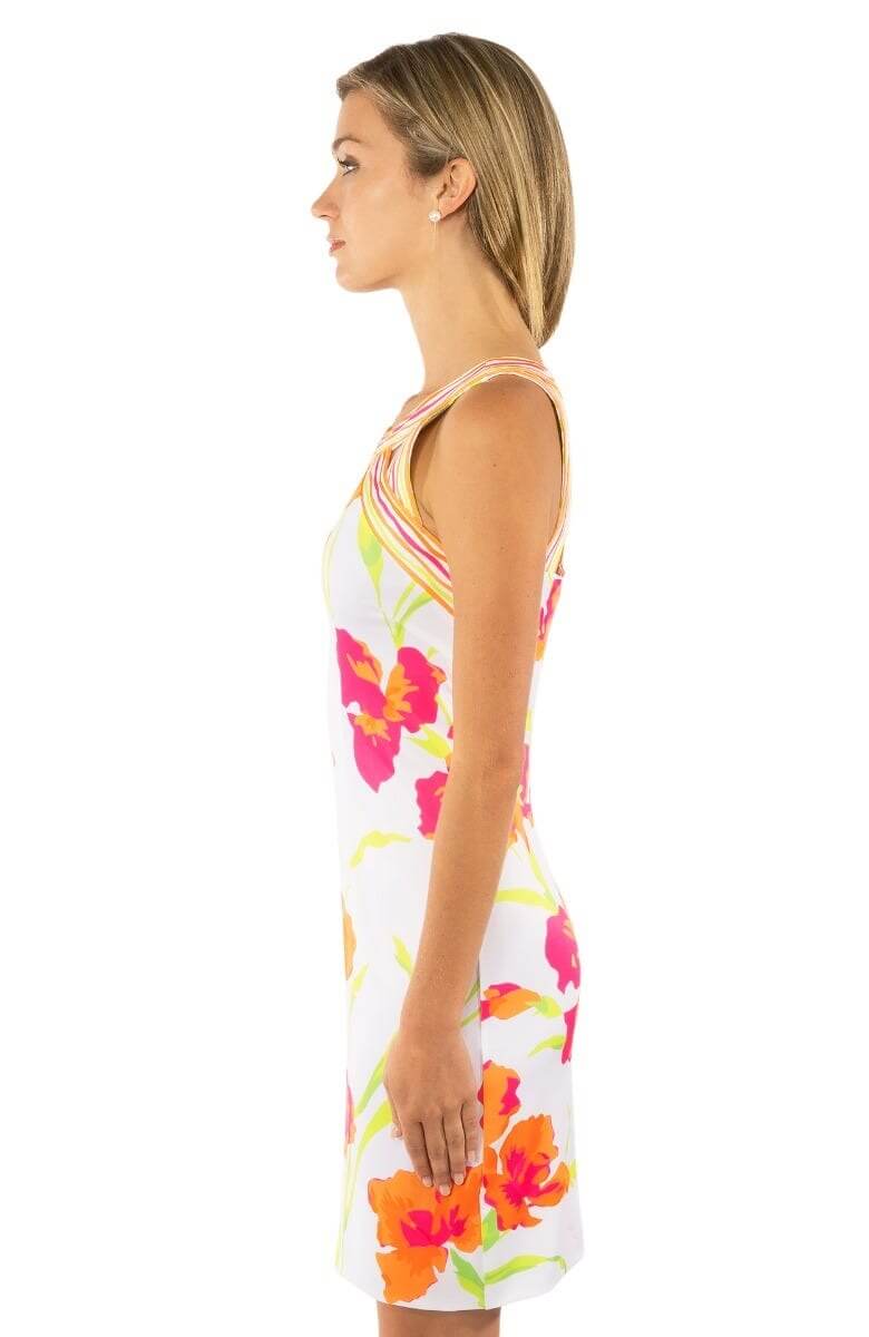 Jersey Isosceles Dress - Iconic Iris - Final Sale White Multi