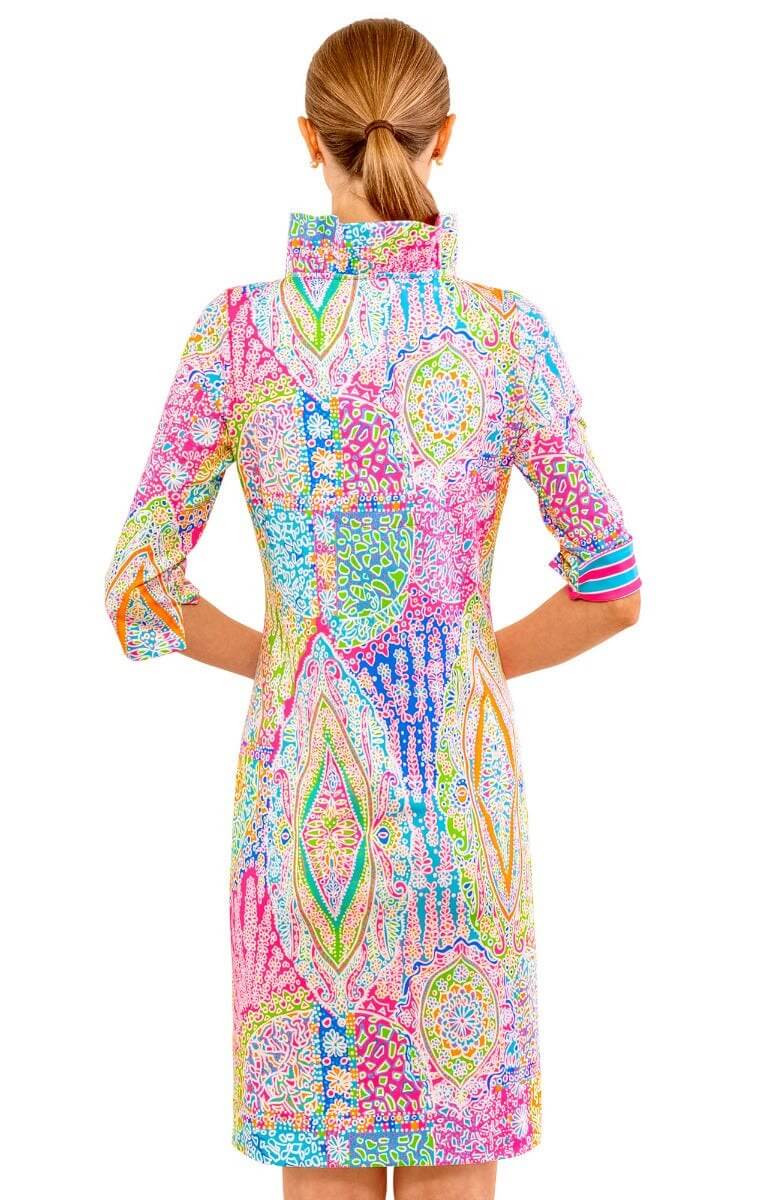 Ruffneck Dress 3/4 Sleeve - Grand Bazaar Brights