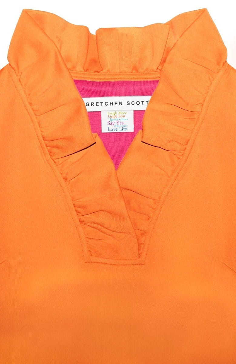 Jersey Ruffneck Top - Solid Orange