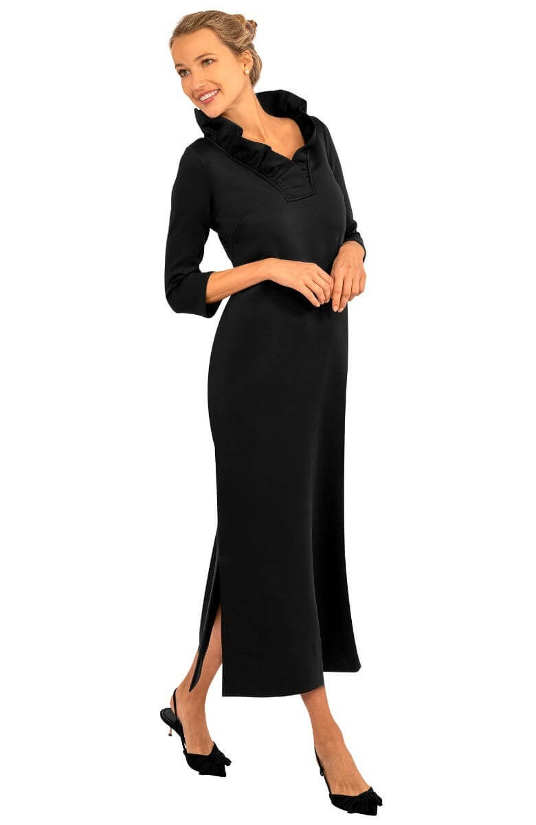 Ruffneck Maxi Dress - Solid Black