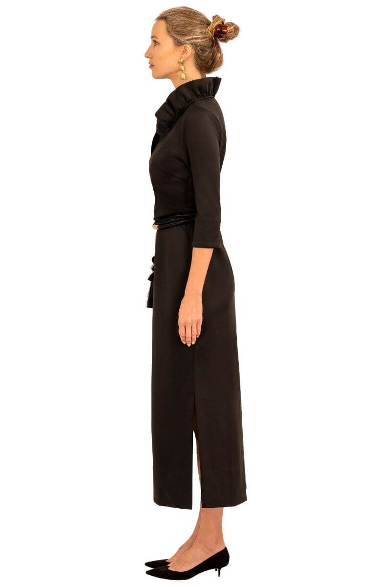 Ruffneck Maxi Dress - Solid Black