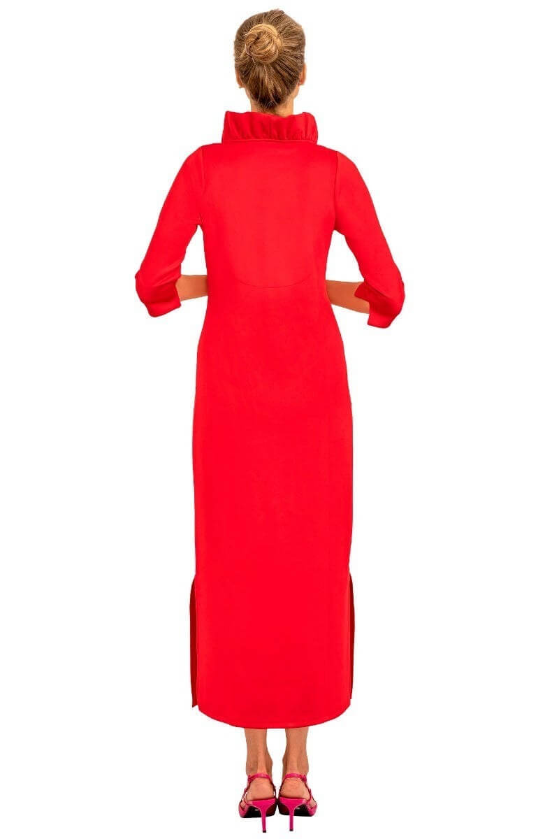 Ruffneck Maxi Dress - Solid Crimson