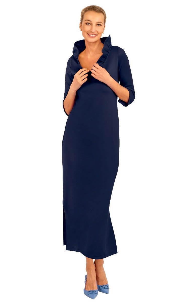 Ruffneck Maxi Dress - Solid Navy