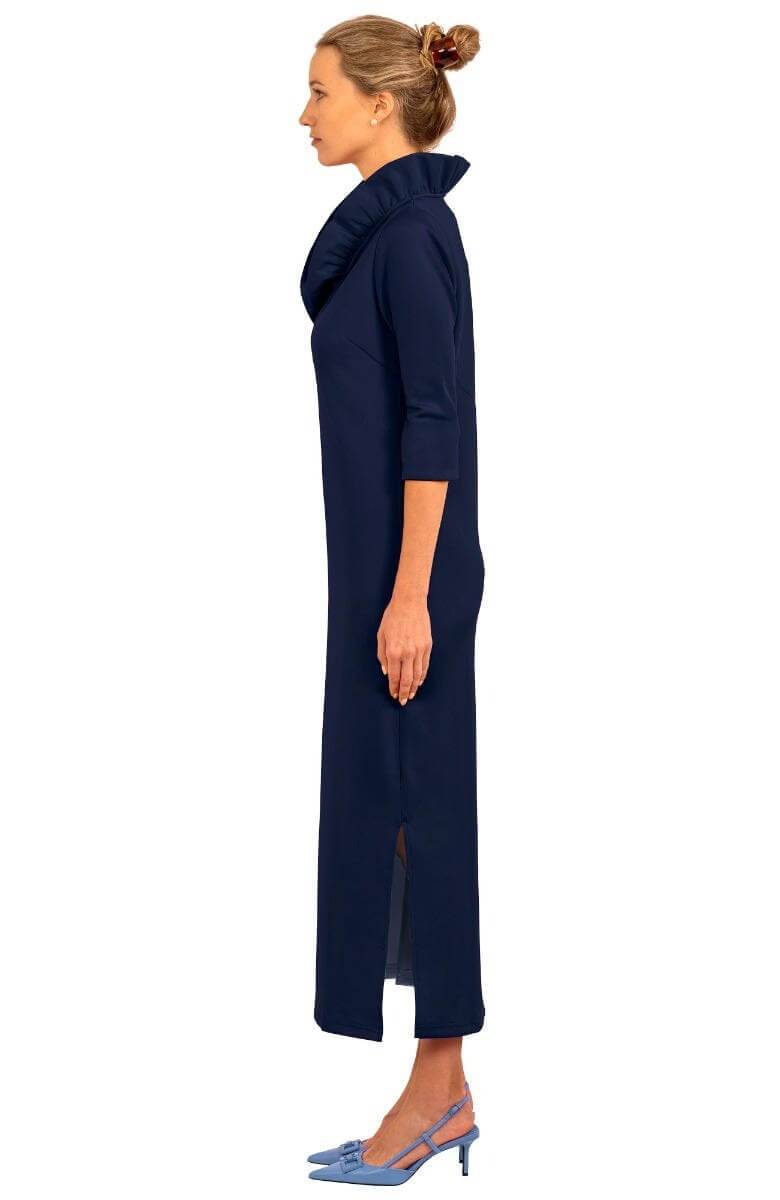 Ruffneck Maxi Dress - Solid Navy