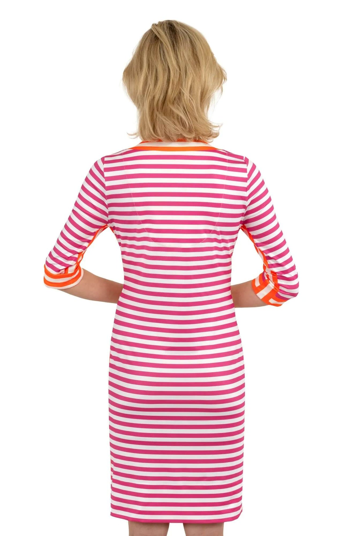 Jersey Split Neck Dress - The Hinckley - Final Sale Pink Orange