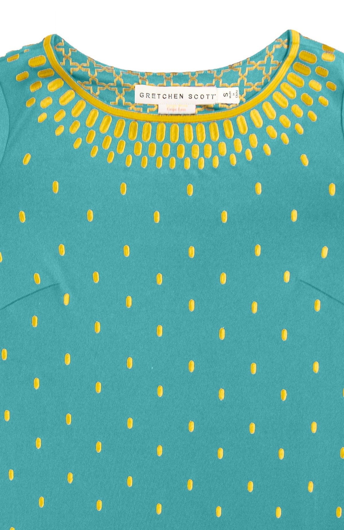 Jersey Embroidered Dress - Rocket Girl - Final Sale Turq Gold