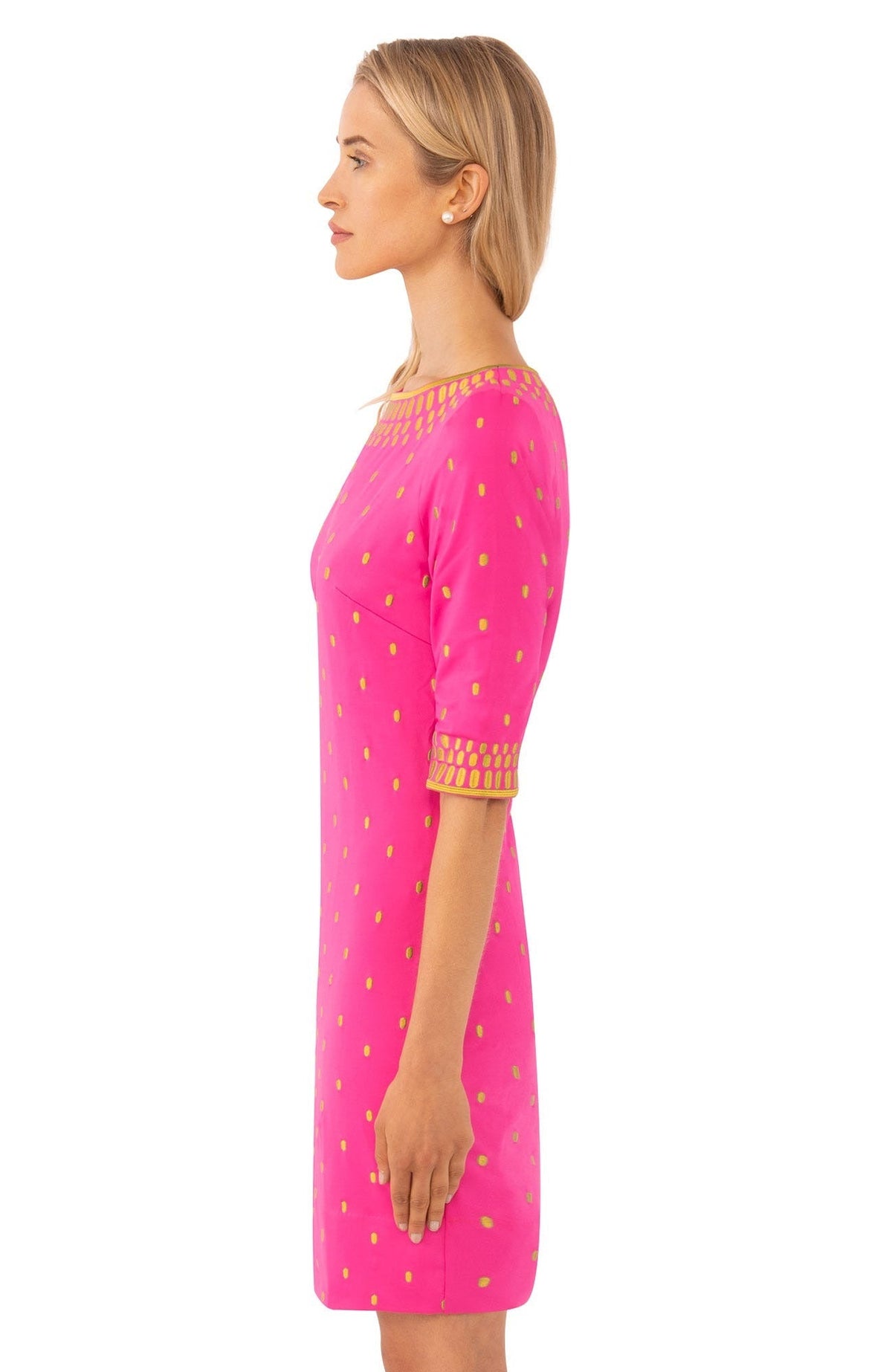 Jersey Embroidered Dress - Rocket Girl - Final Sale Pink Gold